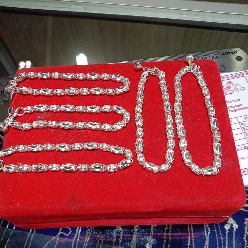 Gelang bambu bahan perak murni