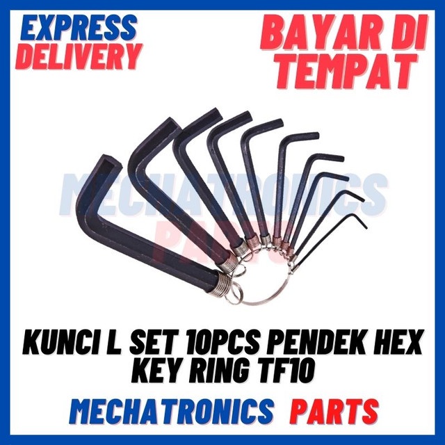 [DEV-9482] KUNCI L SET 10PCS PENDEK HEX KEY RING TF10