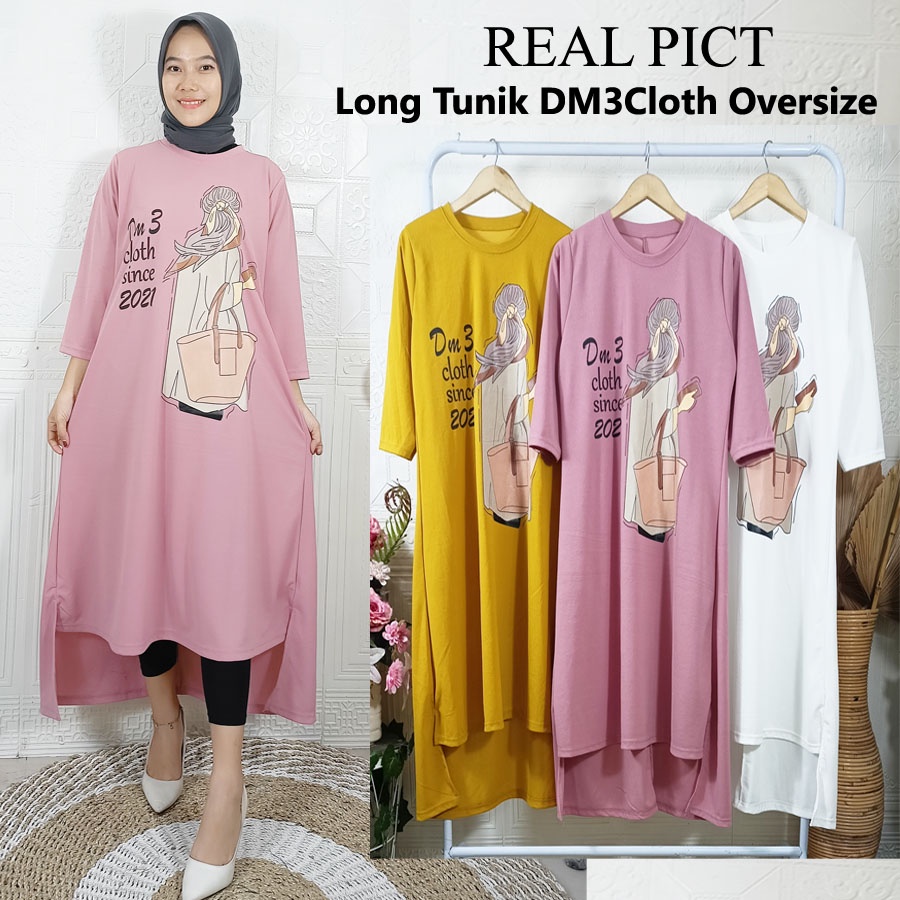 LONG TUNIK DMTIGACLOTH DRESS OVERSIZE WANITA CANTIK BY CARLINA