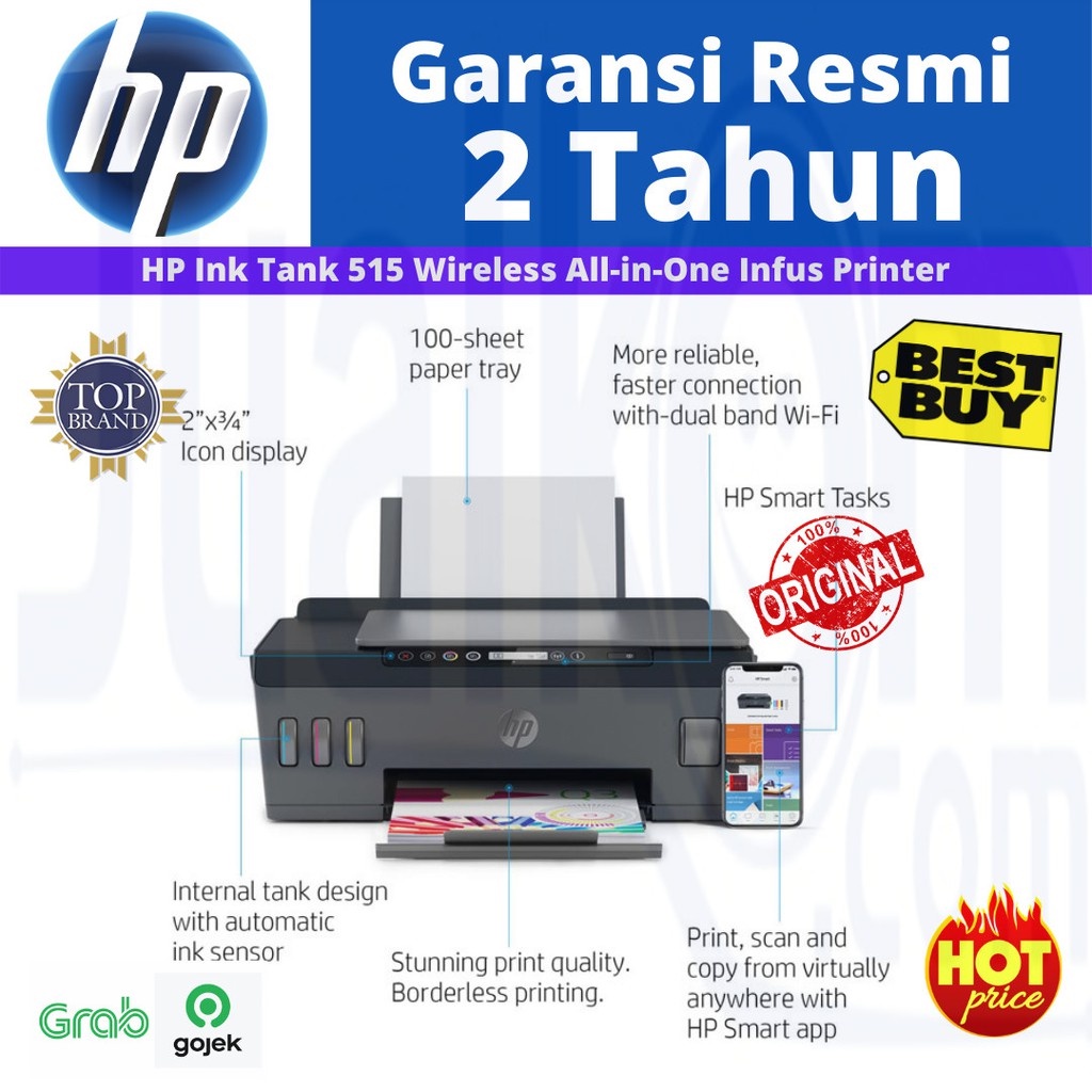 Printer Hp All in One Smart Tank 515 (Print, Scan, Copy,Wireless) Resmi