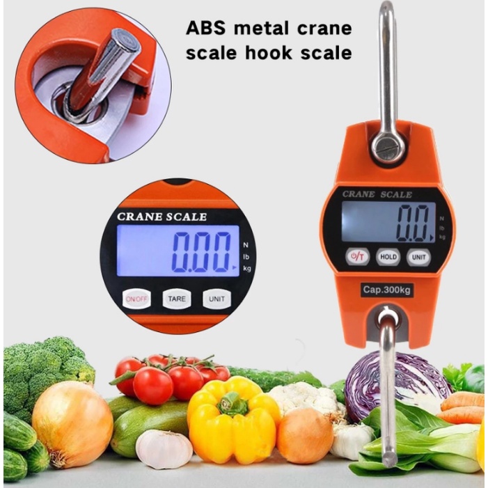 Timbangan Digital Gantung ORI / Crane Scale 300kg Digital LED Orange LCD Smart Crane Hook Scale Hanging 300Kg