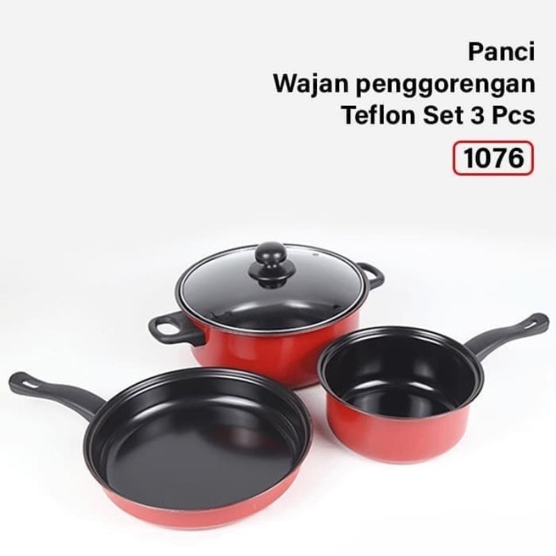 [COD] PANCI TEFLON GOLDEN RED 3IN1 - PANCI SET TUTUP KACA MISTER ORDER