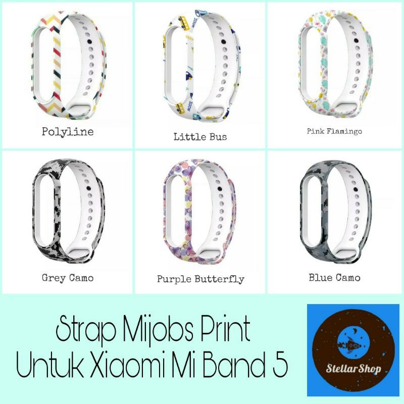 Strap Mijobs Corak Printing Untuk Mi band 5/6 dan Amazfit Band 5