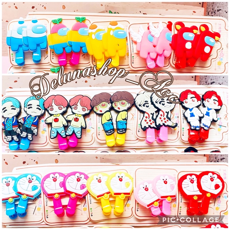 Delunashop 1 SET 2BIJI JEPIT RAMBUT ANAK MOTIF KARAKTER BT21 BTS AMONG DORAEMON JEPITAN RAMBUT / HIASAN JEPIT RAMBUT / HAIR CLIP