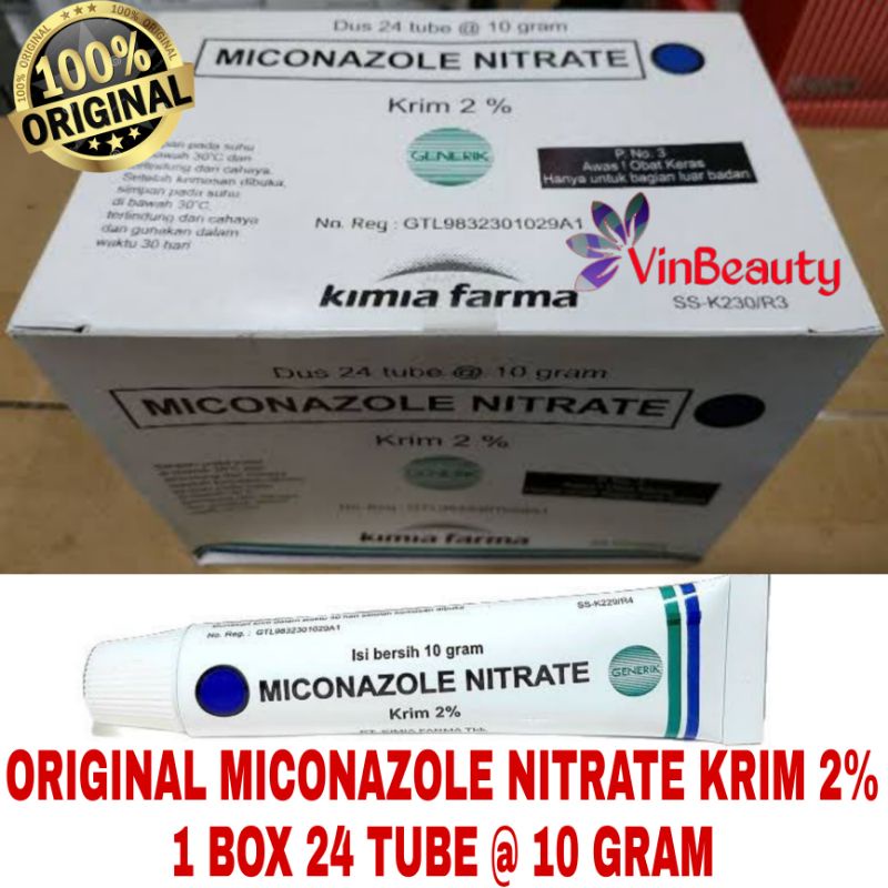 ORIGINAL MICONAZOLE NITRATE KRIM 2% 1 BOX ISI 24 TUBE @ 10 GRAM SALEP GATAL KULIT JAMUR KUTU AIR