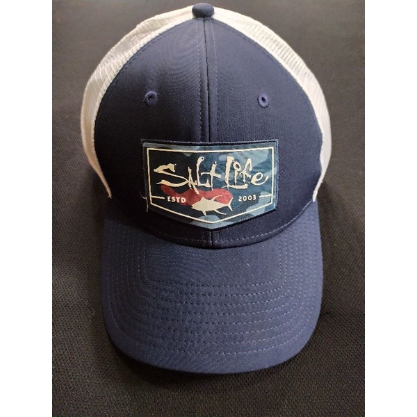 Salt Life Mens Aqua Badge Trucker Hat Original