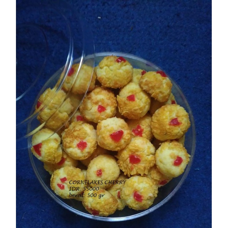 

Cornflakes Cookies with Cherry Topping Made by Order Home Made