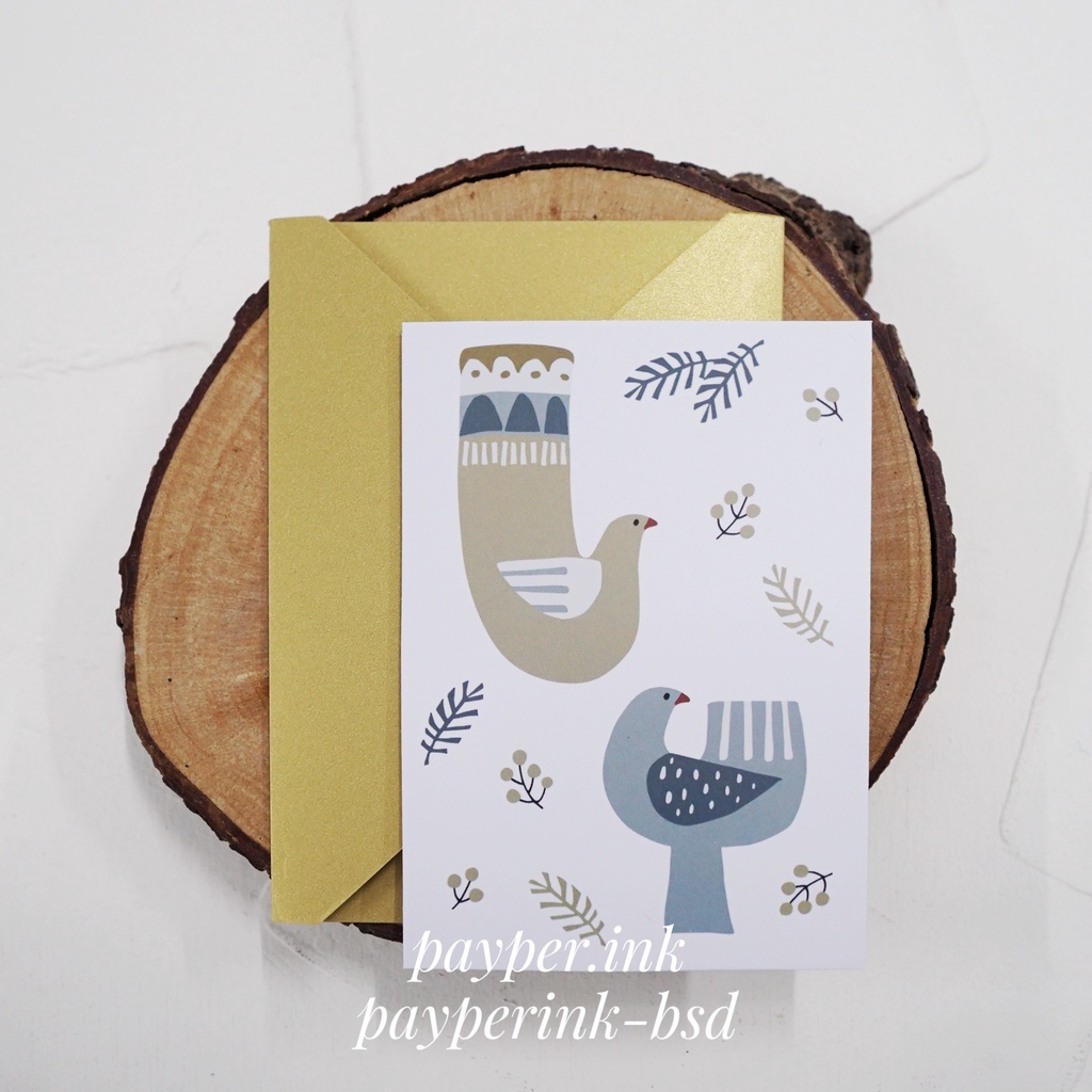 

Christmas Card / Kartu Natal Bird Gold