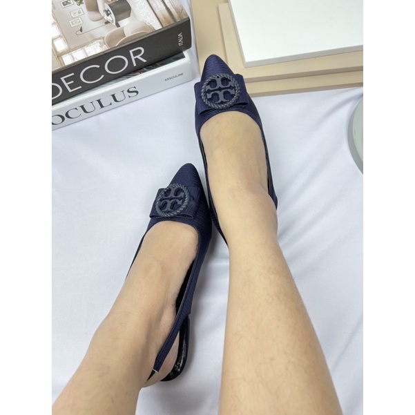 sepatu flat shoes wanita terbaru kekinian pesta LOUISDEAR sepatu flat heel 2 cm tali belakang bahan satin B66