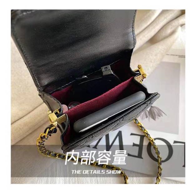 BJ60410 - BLACK/WHITE - TAS DOMPET HP CC SLEMPANG TALI RANTAI WANITA FASHION IMPORT MODIS ELEGAN TERMURAH TERLARIS TERBARU BAGSTORE JAKARTA TAS BATAM ZC0410