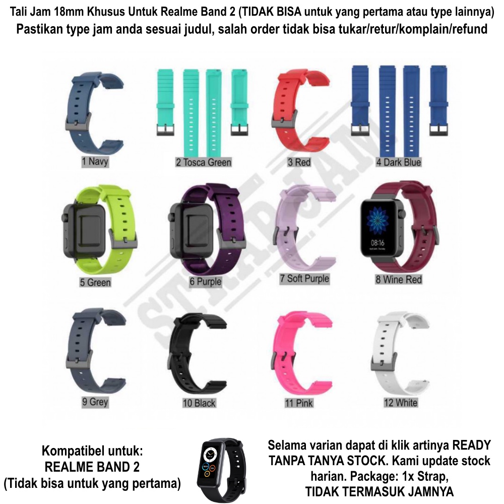 XMW Tali Jam Tangan Realme Band 2 - Strap 18mm Rubber Silikon Warna Warni