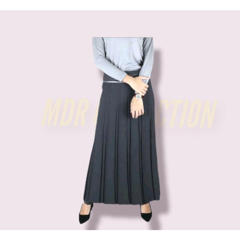 ROK / ONDER CELANA HITAM PLISKET REMPEL PITA PANJANG BAWAHAN FORMAL KERJA CASUAL