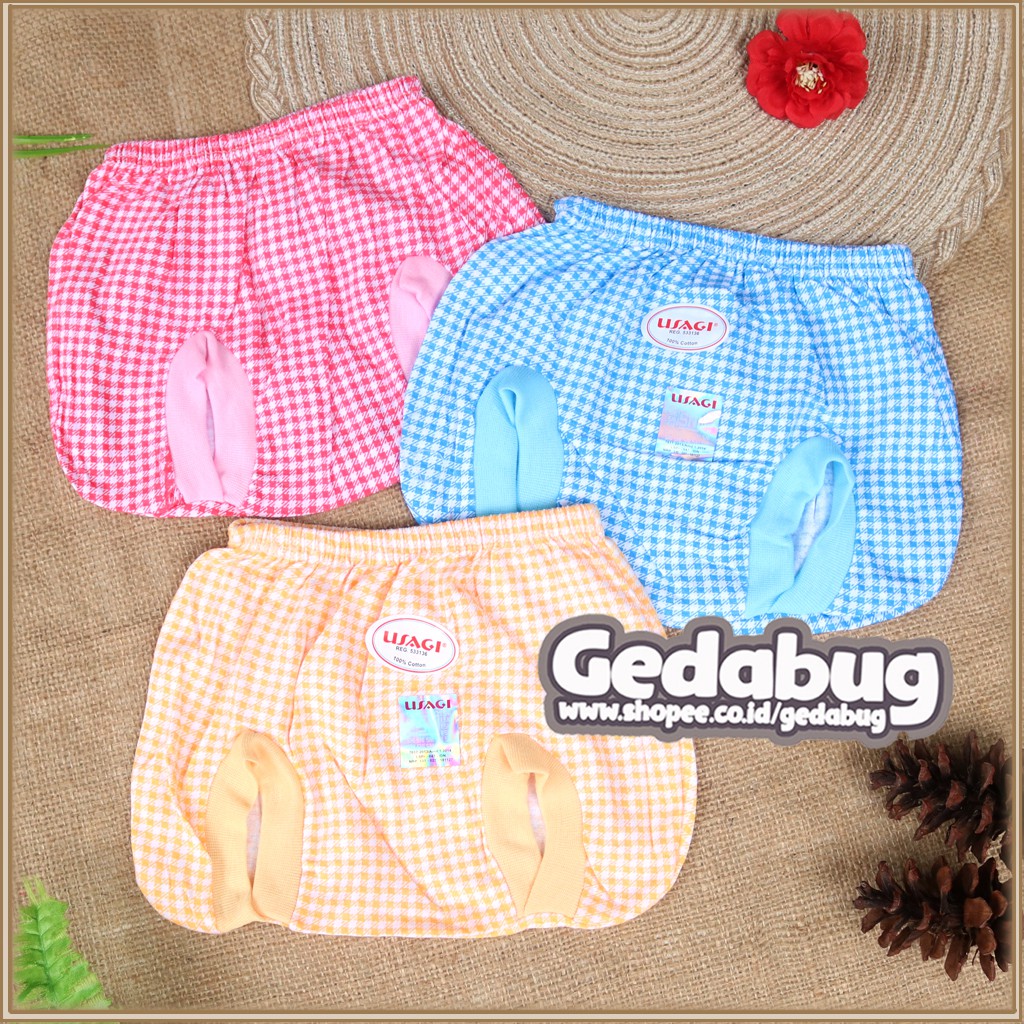 6 Pcs - Celana Pop Bayi Newborn Usagi Kotak SNI | Celana Bayi lubang Bulat | Gedabug