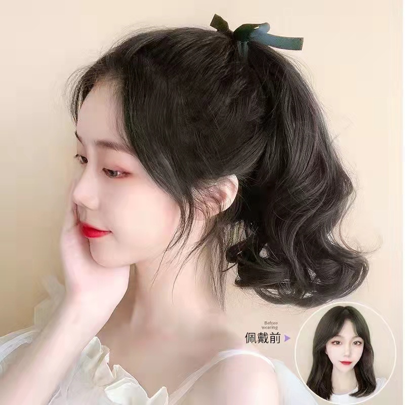 Wig Wanita Hair Clip Curly Rambut Palsu Wanitahair Clip Ponytail Pendek