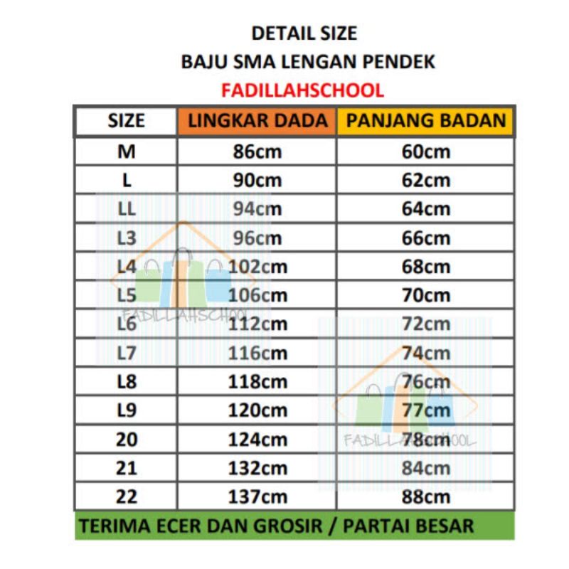 Baju Sekolah SMA Lengan Pendek Seragam Sekolah