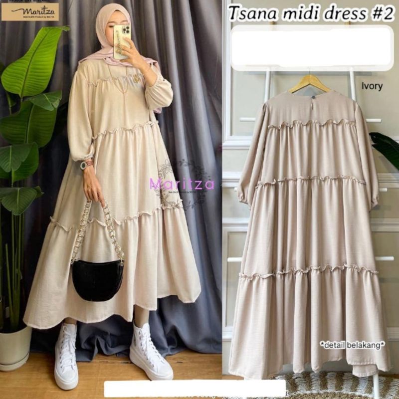 Midi dress polos jumbo tsana midi dress busui/midi dress friendly bawah mayung/sojin midi dress terb