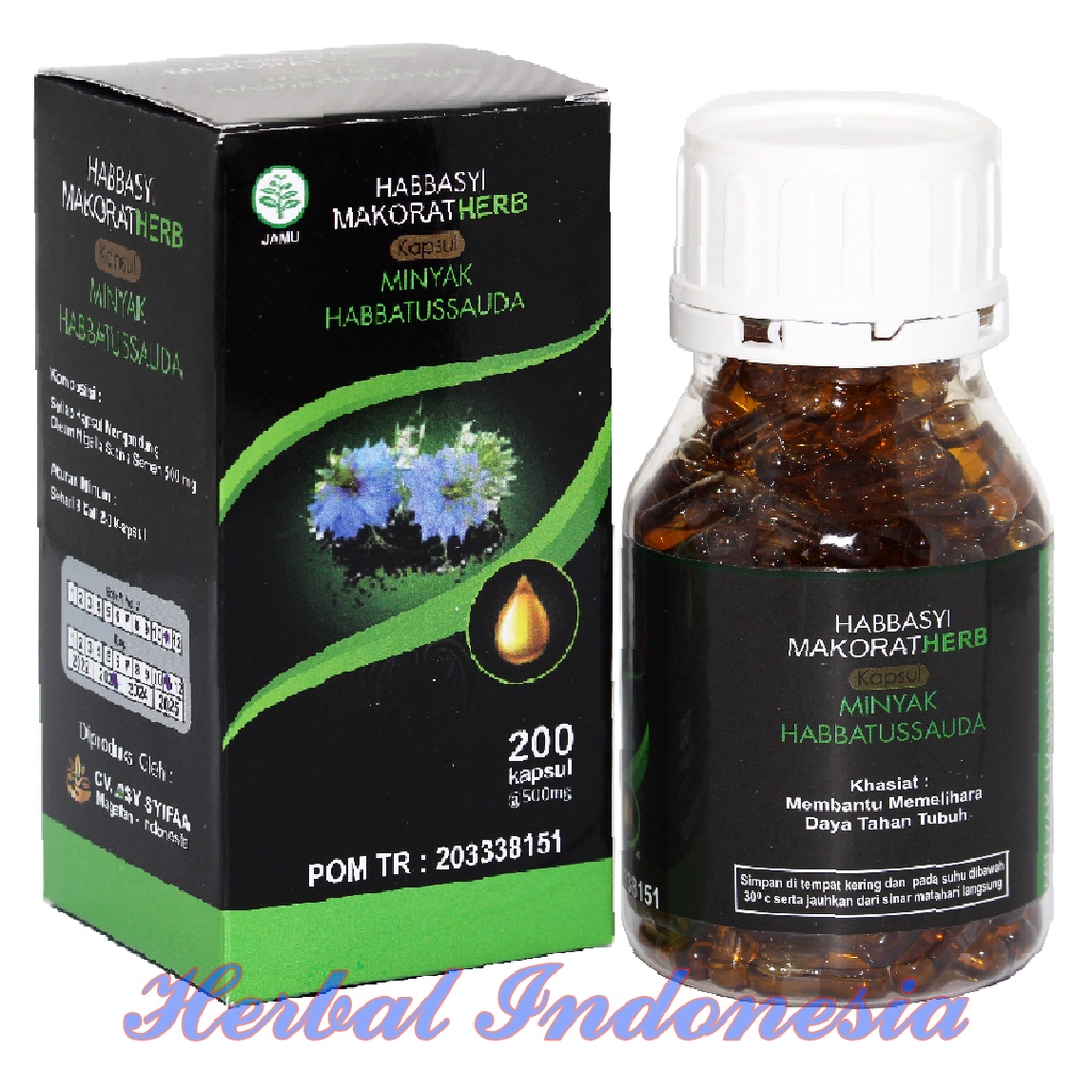 Habbasyi Makorat Herb Isi 200 kapsul | Kapsul Minyak Habbatussauda Plus Jinten Hitam