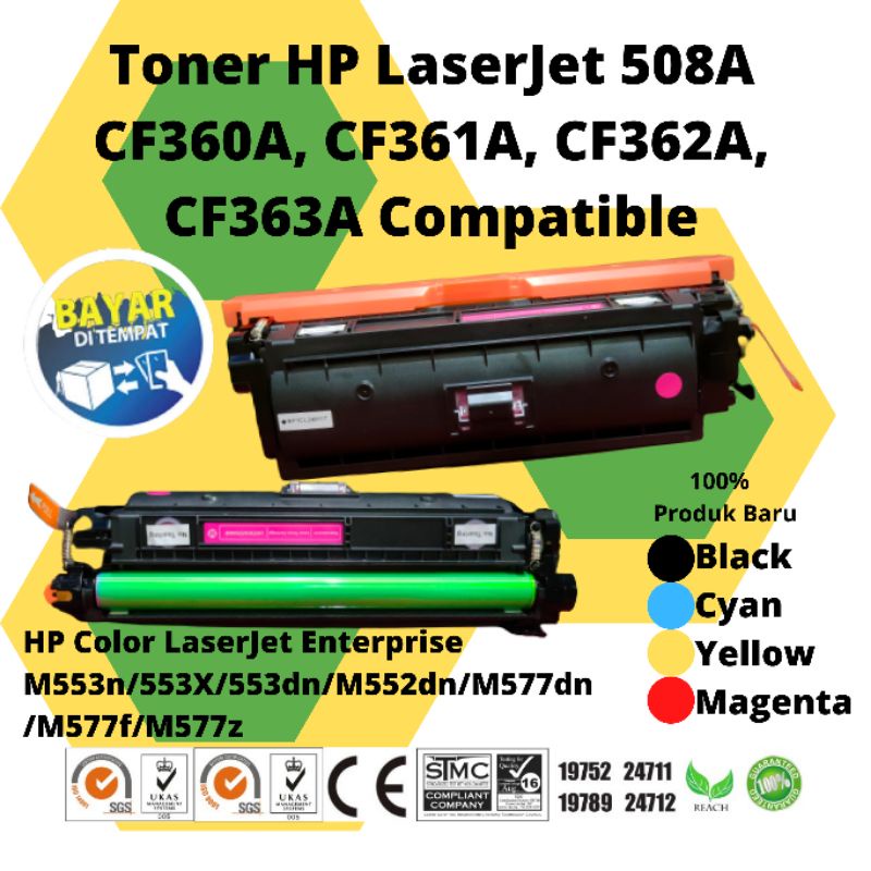 Toner cartridge Compatible HP 508A CF360A CF361A CF362A CF363A printer LaserJet M553 M552 M577