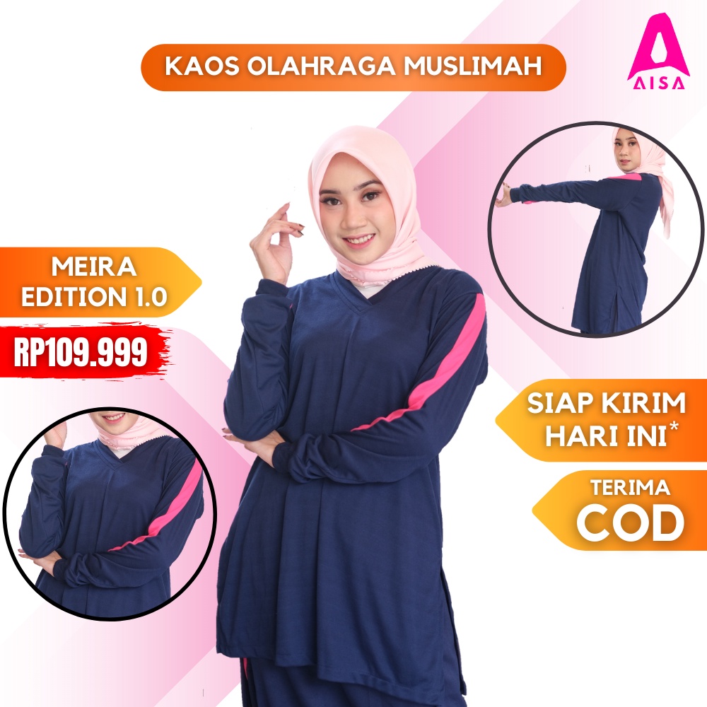 Baju Atasan Senam Olahraga Muslimah Wanita Muslim Murah Kaos Senam Jogging lengan panjang Murah Paka