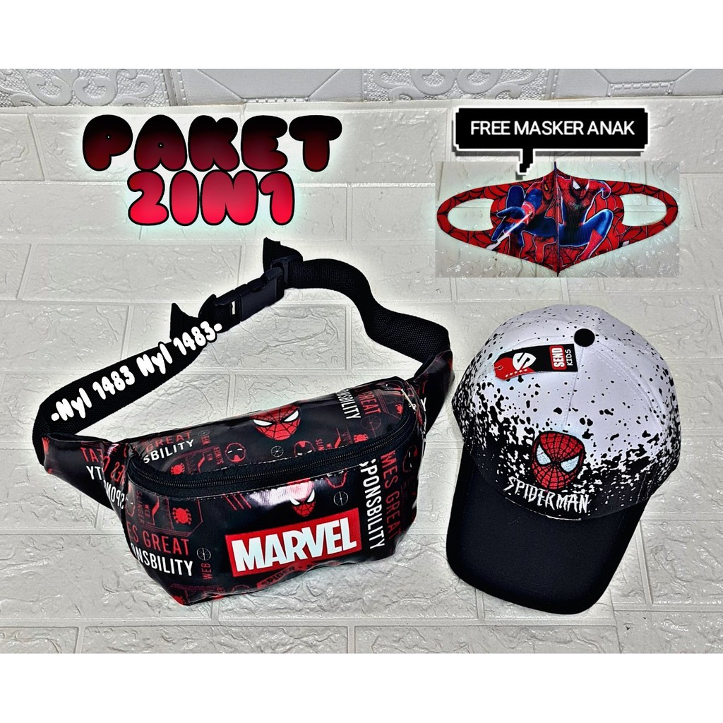 KSO_BAG -Tas Selempang WaistBag Anak Laki-Laki 2In1 Termurah Carakter Super Hero Lucu Korea Style