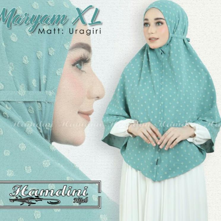 t9✾Terkini❁ Jilbab Khimar Simple Maryam XL Bintik Ori Hamdini W63