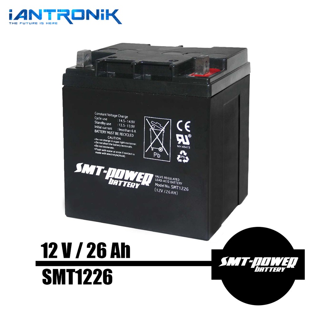 Battery Aki 12v 26ah SMT1226 VRLA Kering MF SLA Baterai UPS SMT-Power