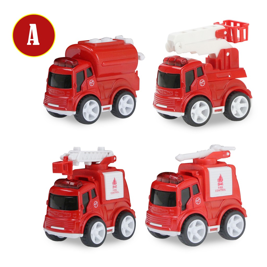 4pcs set Mainan  Kendaraan Militer Truk  Sampah  Konstruksi 