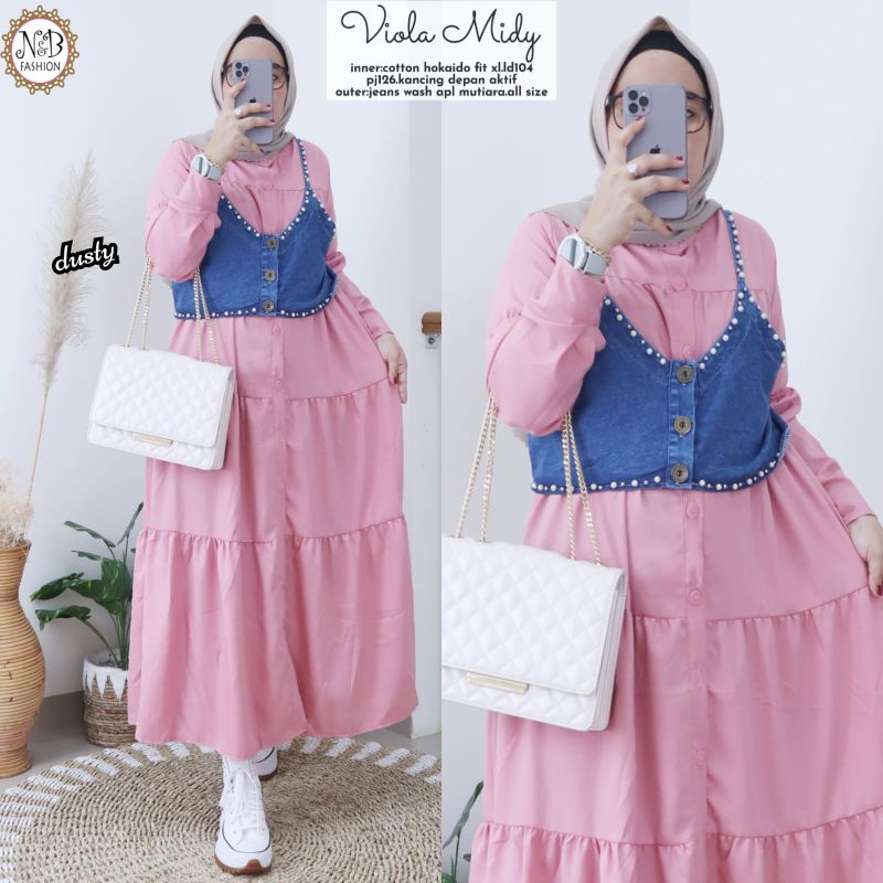 Anindya N&B Viola Midy Gamis Dress Original