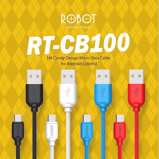 PER DUS / BOX (40pcs) ROBOT RT-CD100 / RT CD100 CB100 RT CD 100 CABLE DATA FO ANDROID COLORFUL 100CM