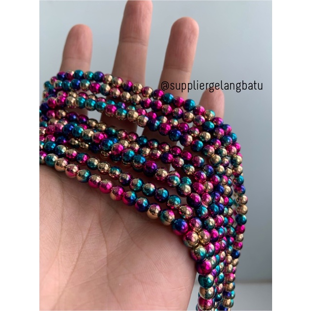 spacer multicolour 6mm steel bulet bahan gelang kalung charm premium