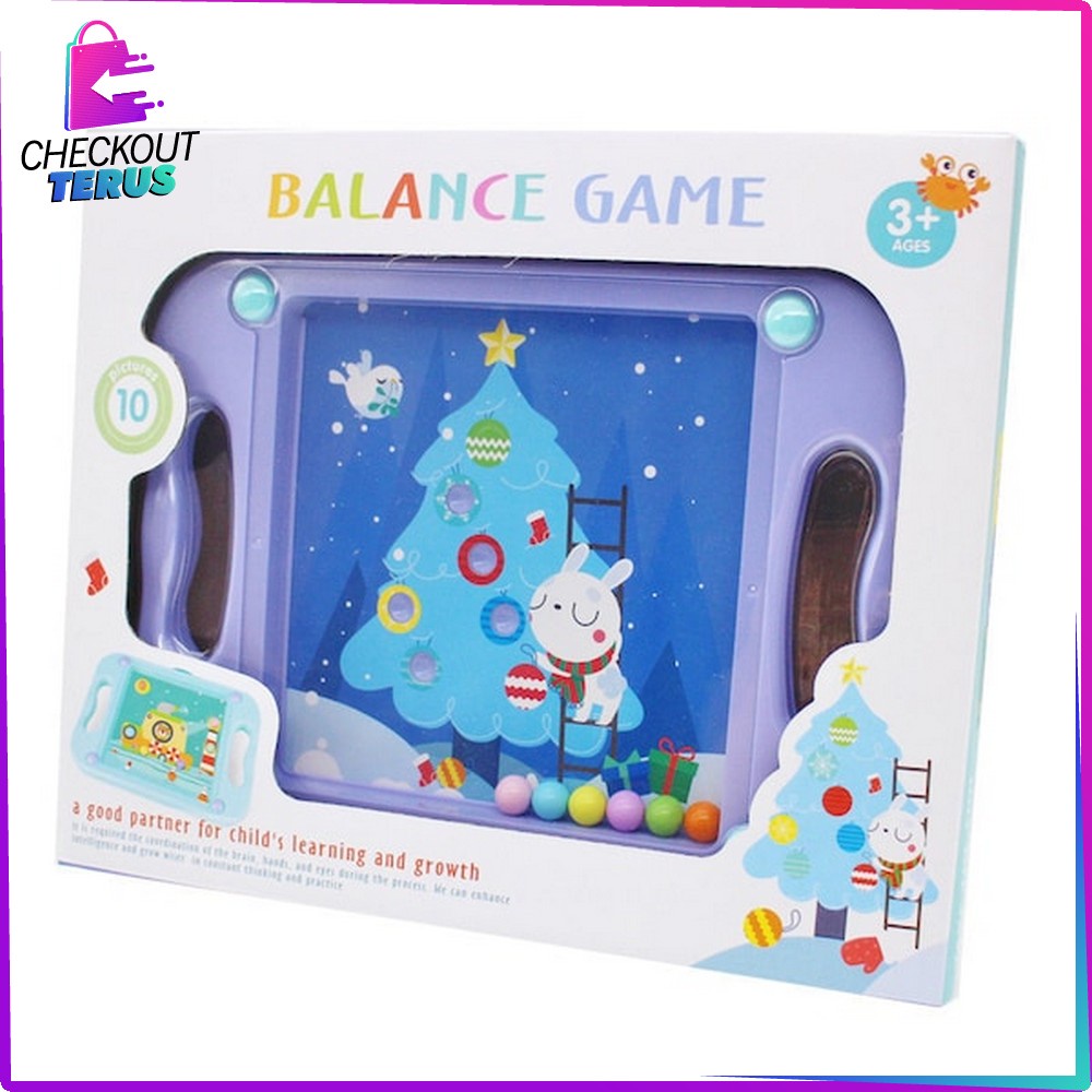 CT M49 M168 Mainan Anak Marble Balance Game dengan 10PCS Bola Kelereng Mainan Edukasi Papan Keseimbangan dan Kartu Background Anak