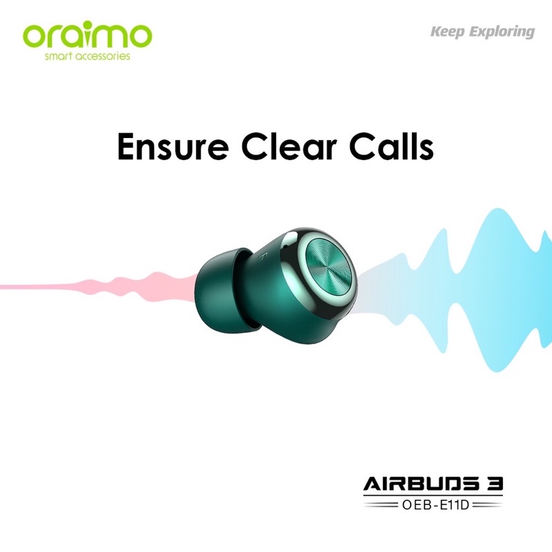 Oraimo OEB-E11D Airbuds 3 TWS Bluetooth Earphone Wireless Headset - Garansi 1 Tahun