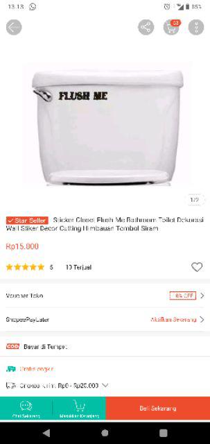 Sticker Closet Flush Me Bathroom Toilet Dekorasi Wall Stiker Decor Cutting Himbauan Tombol Siram