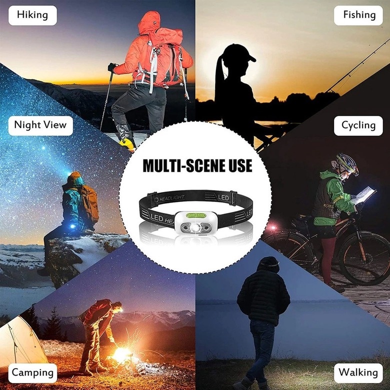 【COD】 Led Headlamp Lampu Senter Kepala Led Usb Rechargeable 5 Mode Camping Outdoor Headlamp Flashlight Motion Sensor Headlamp