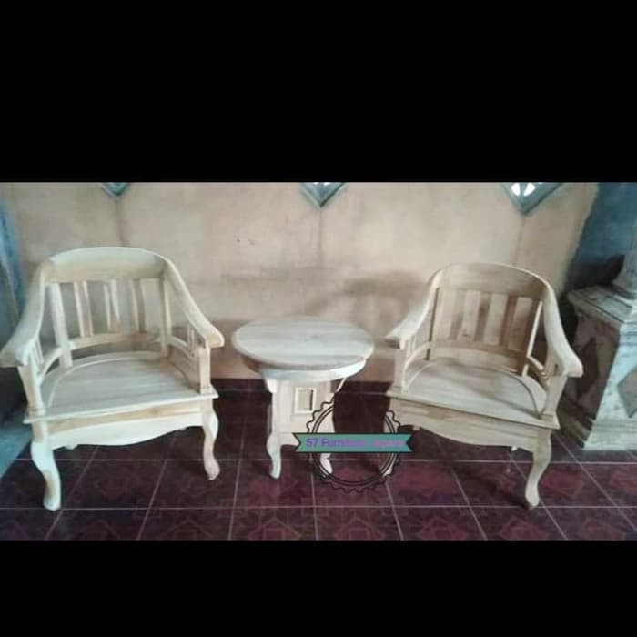 Kursi teras depan antik - meja kursi tamu kayu jati mentahan