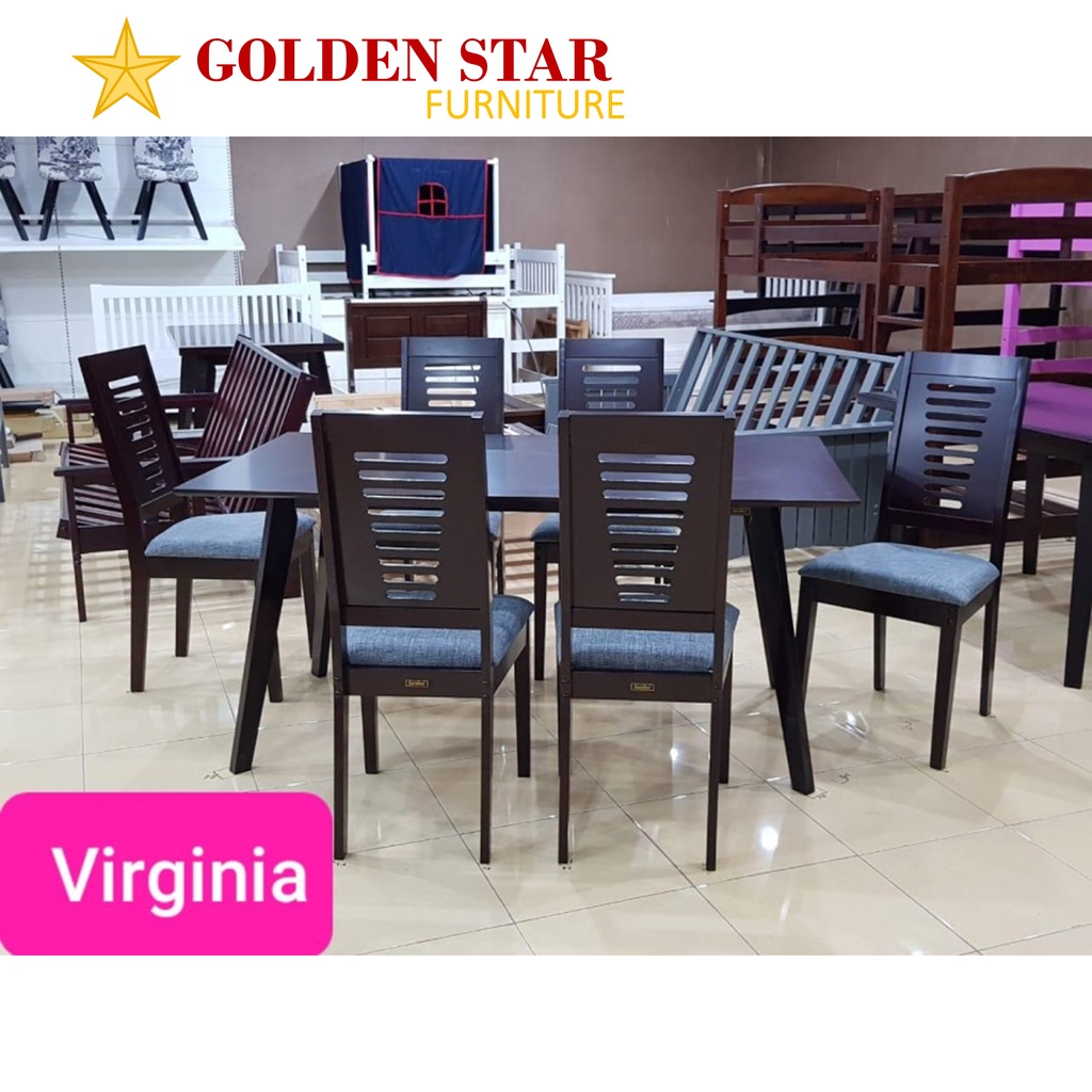 Meja Makan Minimalis Kayu Furnilux 6 Kursi Virginia