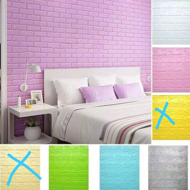 WALLPAPER DINDING EMBOSS 3D FOAM BATU BATA PUTIH DAN WARNA LAINNYA.ADA 8 WARNA.