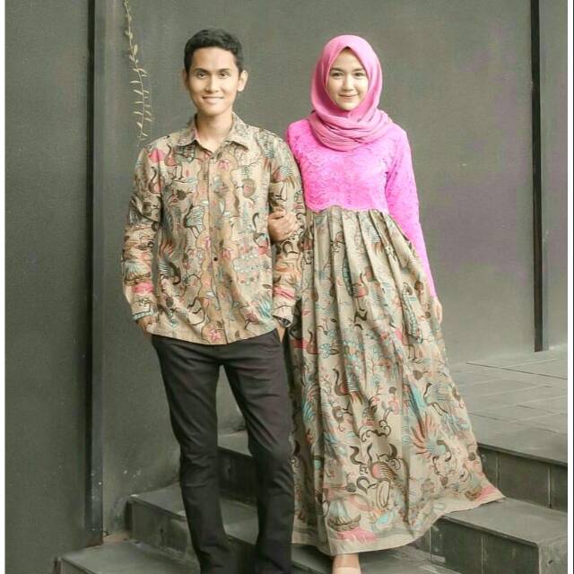 KEMEJA BATIK LENGAN PANJANG MOTIF CENDRAWASIH DAN GAMIS BROKAT COUPLE BATIK BATIK PEKALONGAN KERJA 1