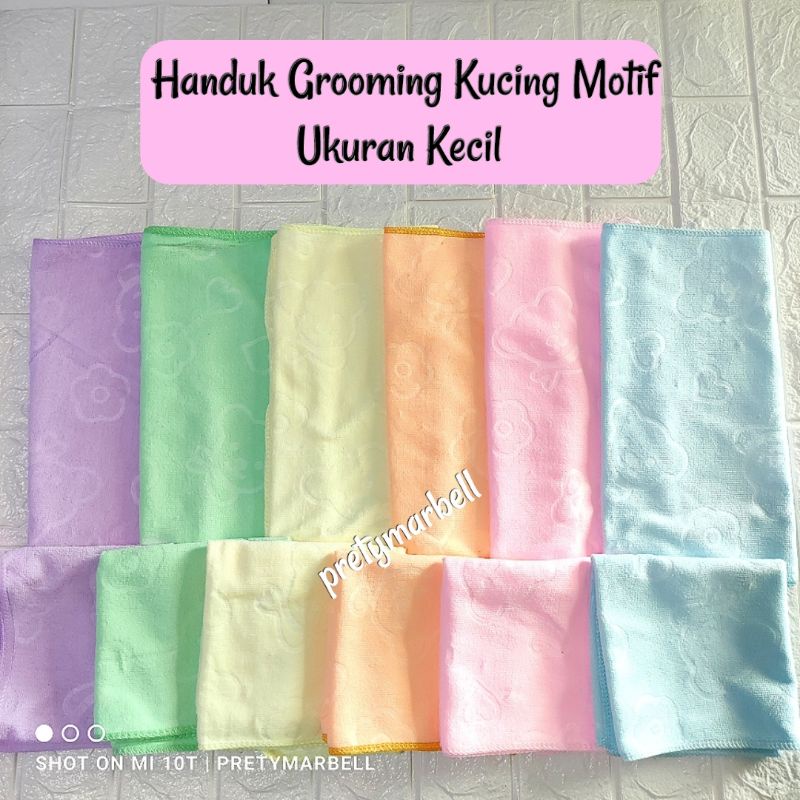 Handuk Mandi Grooming Kucing Motif Ukuran Kecil Murah