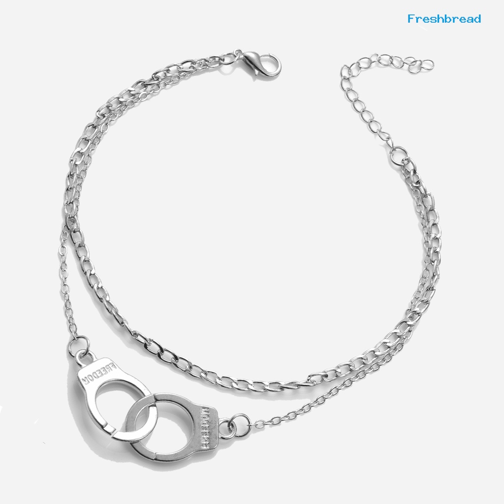 Terlaris Handcuffs Dangle Freedom Letter Women Anklet Alloy Extension Chain Adjustable Beach Anklet Foot Jewelry