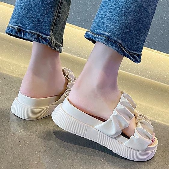 TBIG [COD] Sandal Slip On Wedges KIRASANDAL Wanita Sepatu Korea Style Sekolah Kuliah