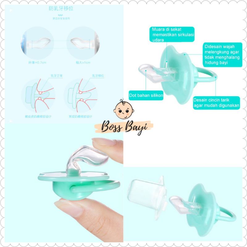 BOSS BAYI - Silicone Pacifier / Empeng Bayi Kepala Bulat atau Datar