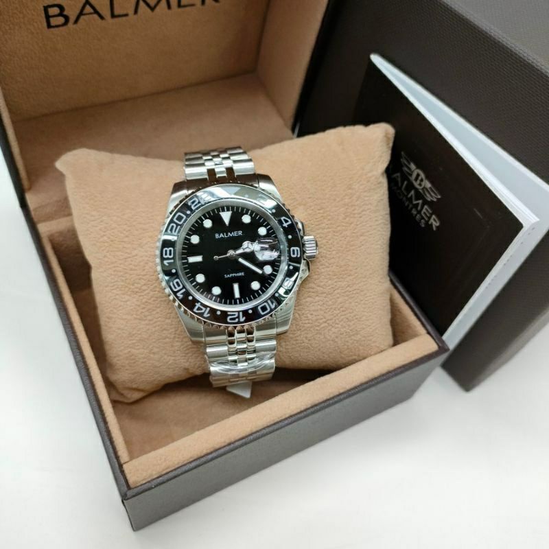 Jam Tangan Pria Balmer B.8133 Silver Plat Hitam Original Garansi 2 Tahun