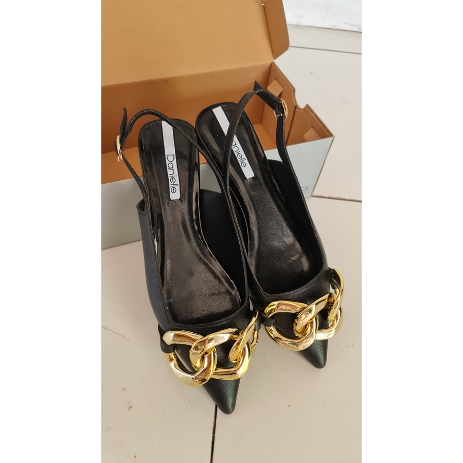 RDS - [MADE BY ORDER] Pointed Toe Flat Slingback with Metalic Chain - Premium Quality