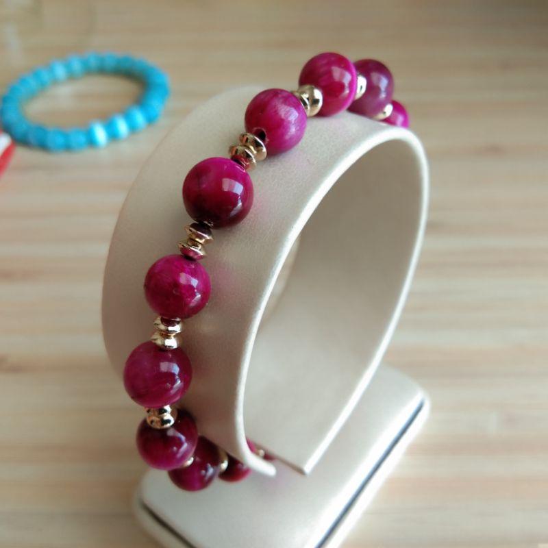 Gelang Batu Tiger Eye Warna Fanta/Pink