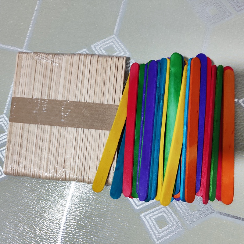 50pcs DIY Wooden Sticks Colorful Stik Kayu Anak Edukasi Dini Handmade Bahan Artcraft