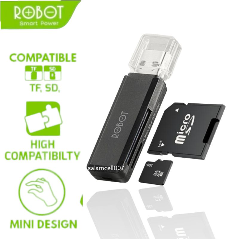 Card Reader ROBOT CR202 USB 3.0 TF / SD with 2 Slot Hub Black Original