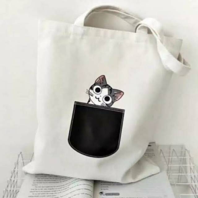 Totebag Pakai Resleting Chiang Kucing