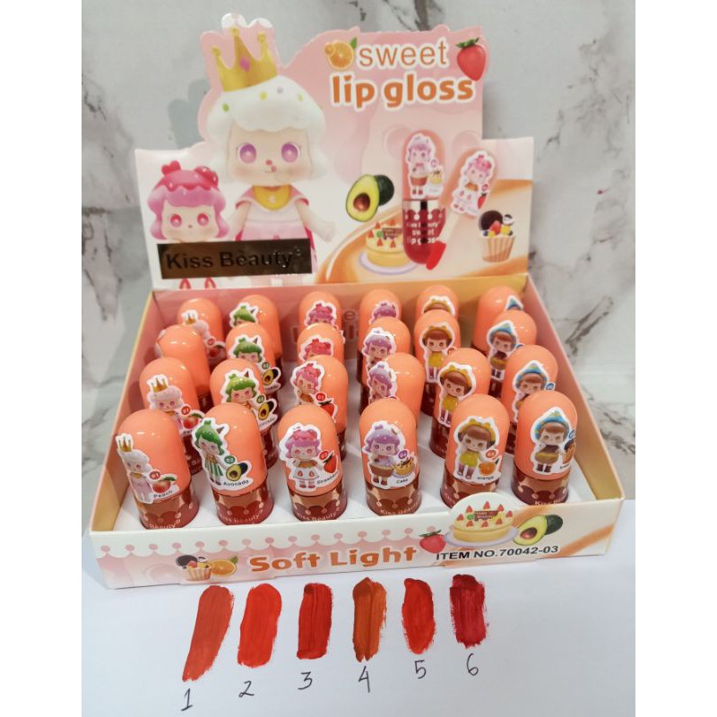 LIP GLOSS MATTE  KISS BEAUTY SOFT LIGHT PERBOX ISI 24PCS NO.70042-03