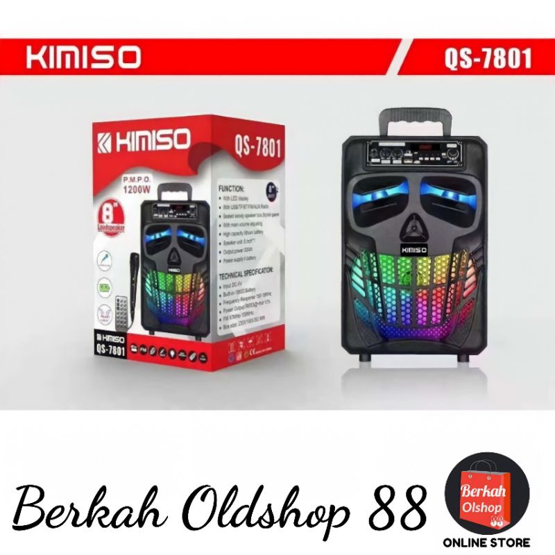 Speaker Bluetooth Karaoke KIMISO QS-7801 8inch plus mic karaoke + remote